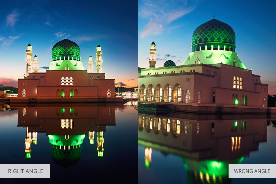 right angle in reflection photography