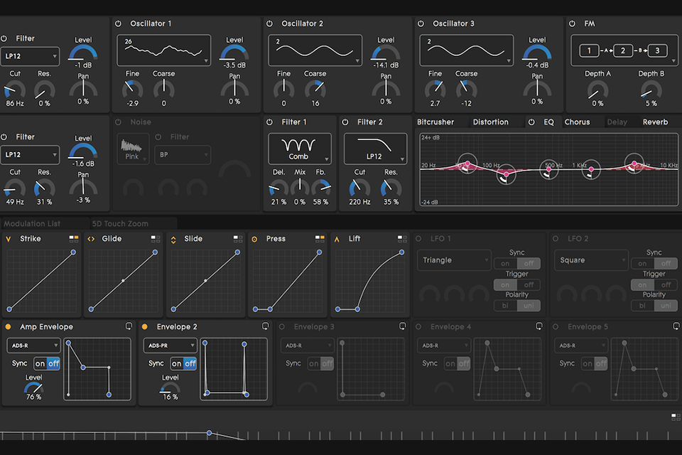 roli equator synthesizer software interface