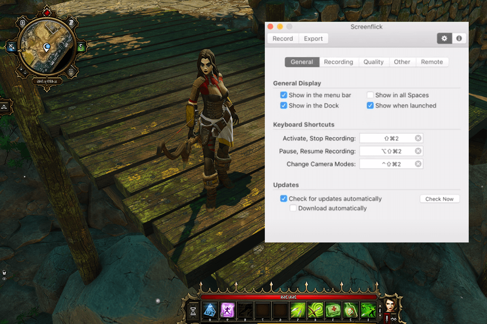 screenflick game recording software interface
