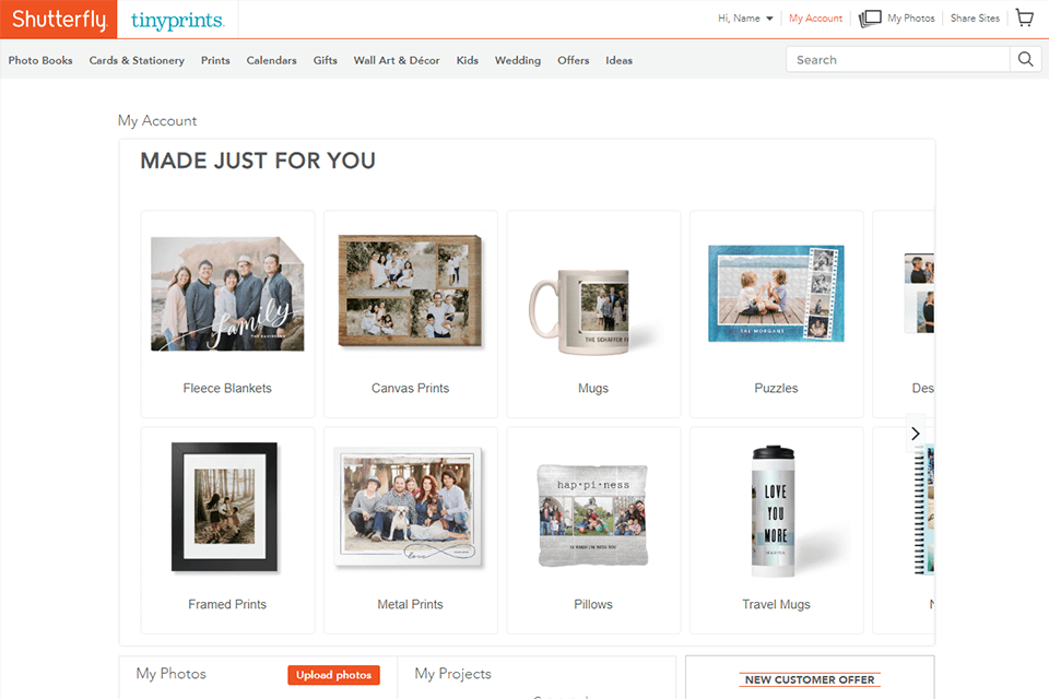 shutterfly interface