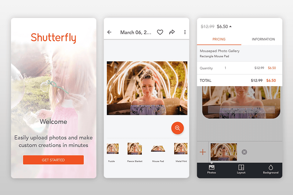 sutterfly mobile interface
