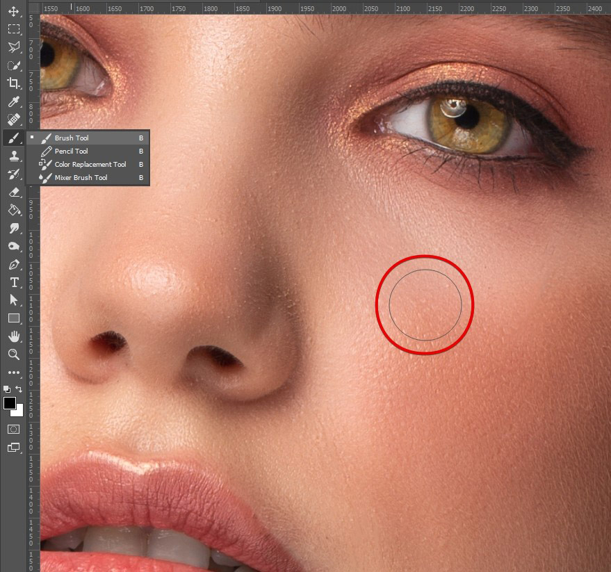 skin smoothing photoshop with high pass filter brush tool