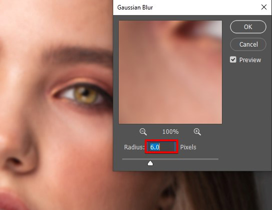 skin smoothing photoshop with high pass filter gaussian blur radius