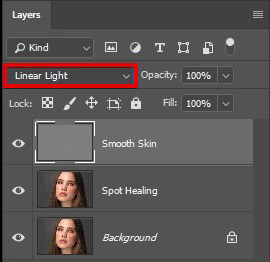 skin smoothing photoshop with high pass filter linear light blend mode