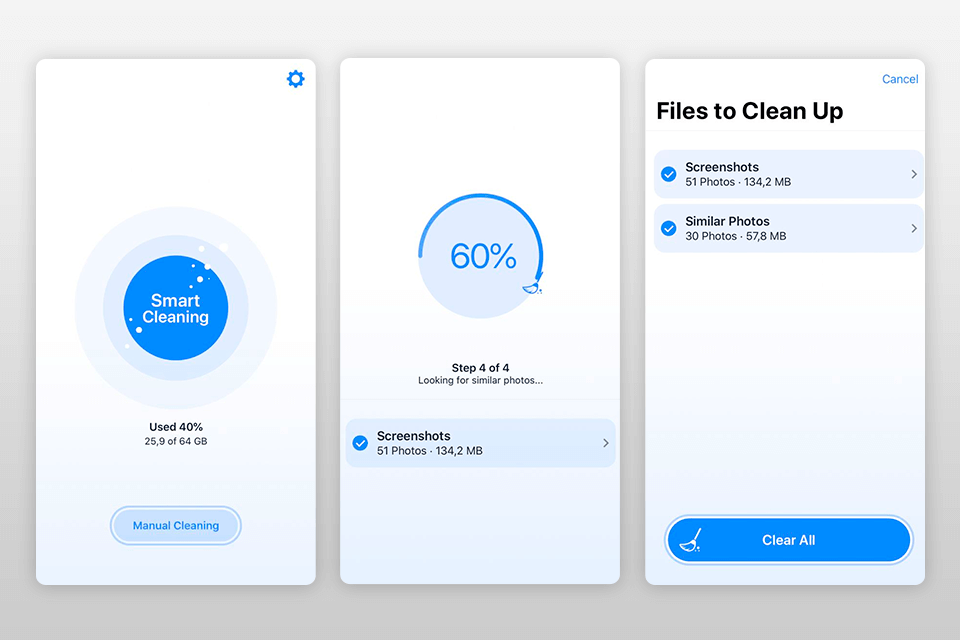 smart photo cleaner app interface