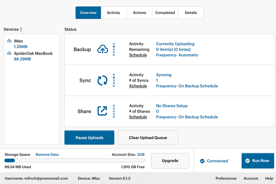 spideroak one online backup service interface