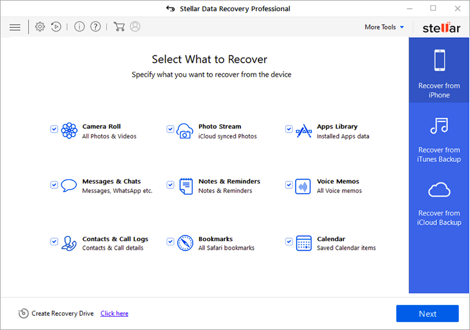 stellar best android data recovery software interface