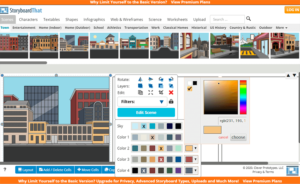 storyboardthat software interface