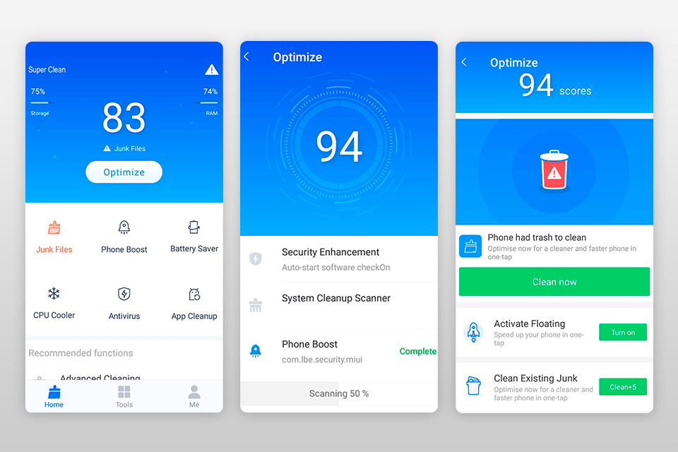 super clean photo cleaner app interface