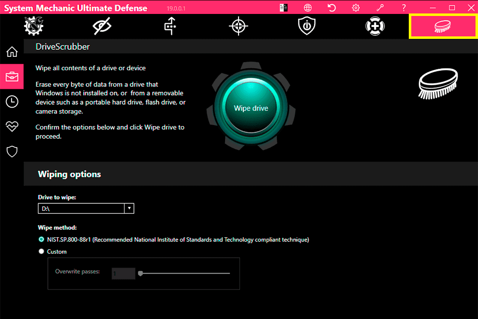 system mechanic ultimate defense drivescrubber interface