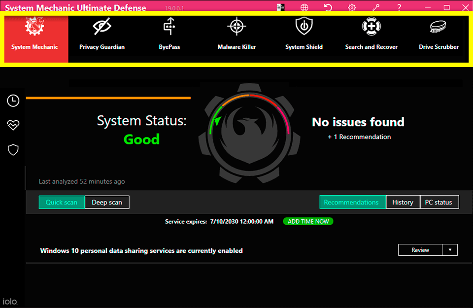 system mechanic ultimate defense interface