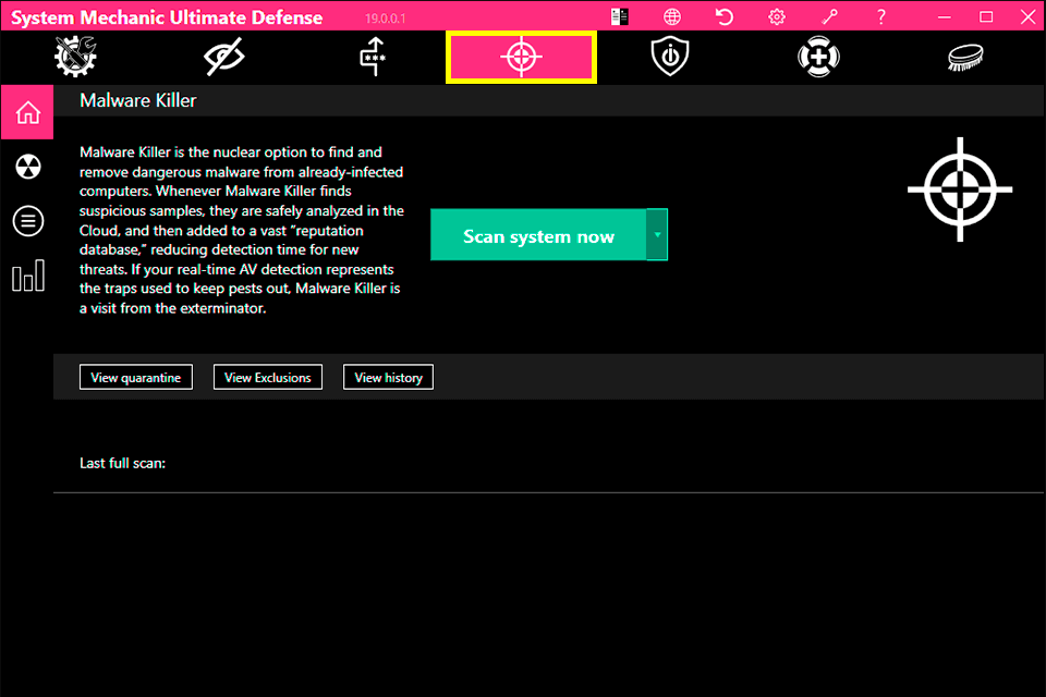 system mechanic ultimate defense malware killer interface