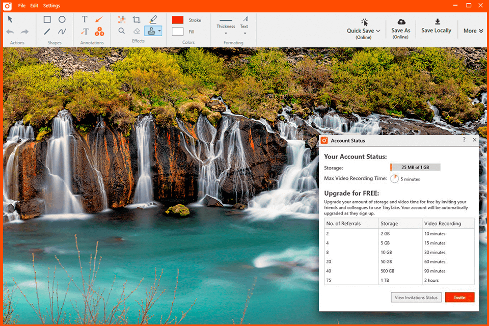 tinytake screen recorder no watermark interface