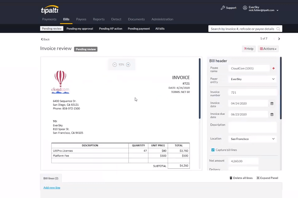 tipalti invoice software for mac interface