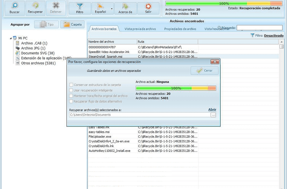 undelete 360 interface