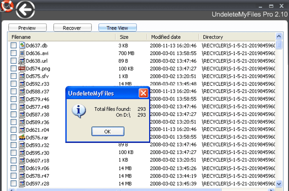 undeletemyfiles pro interface
