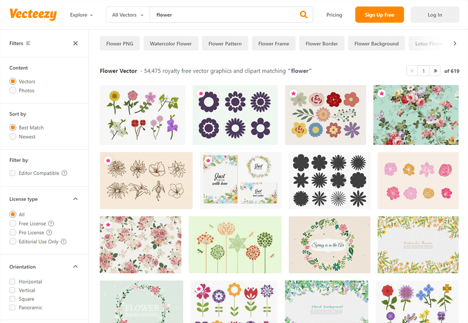 Interface von Vecteezy - beste kostenlose Vektorgrafik