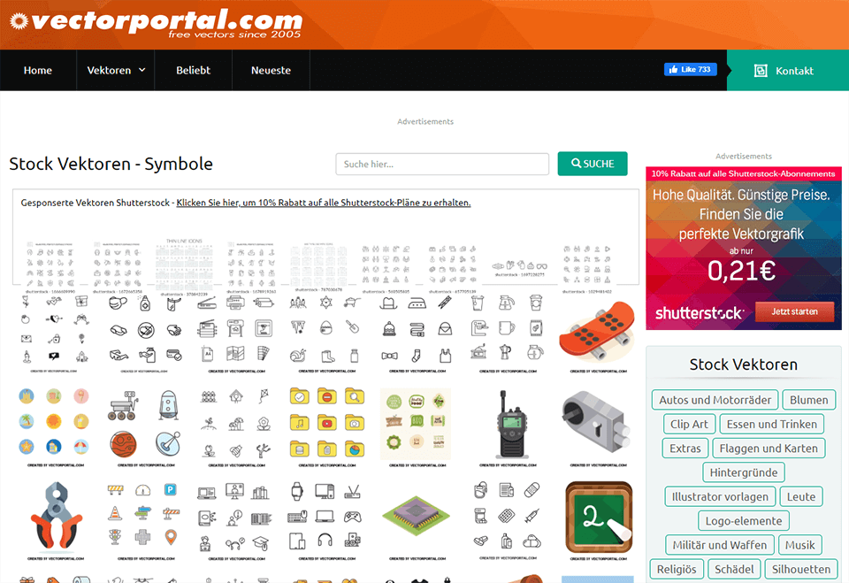 Interface von Vector portal - beste kostenlose Vektorgrafik