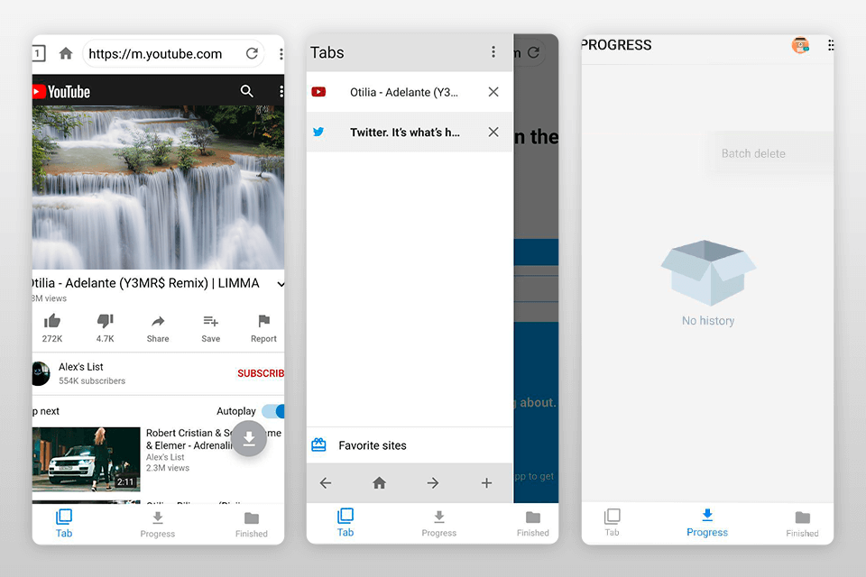 video downloader app interface