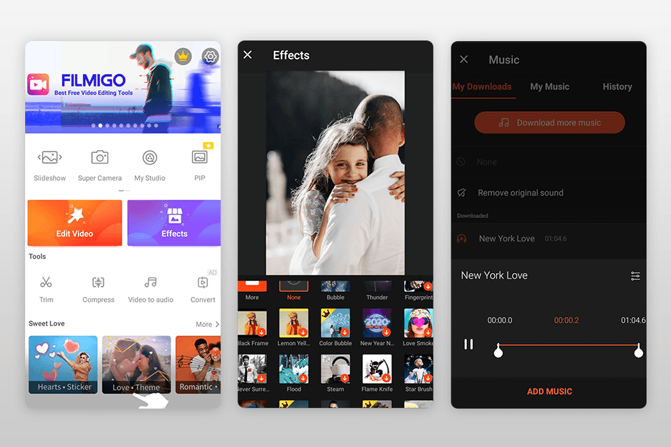 videoshow video editor for android interface