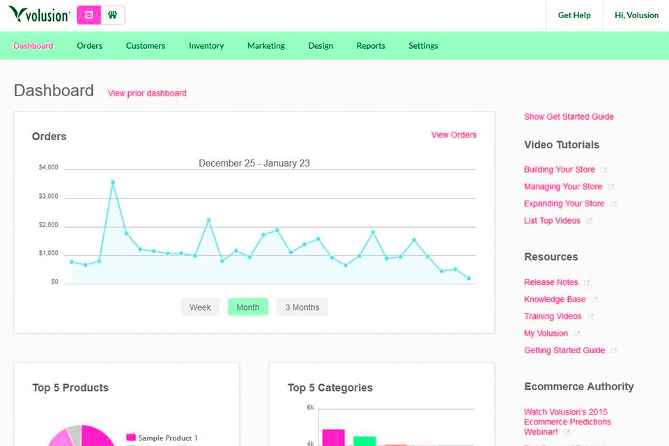 volusion ecommerce platforms interface