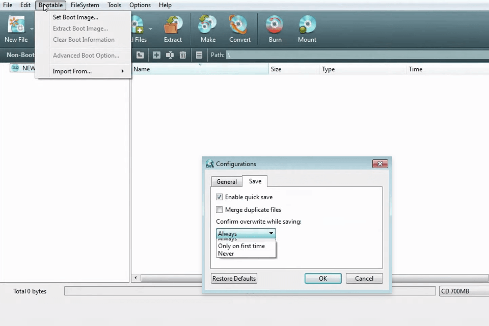 winiso iso burn interface