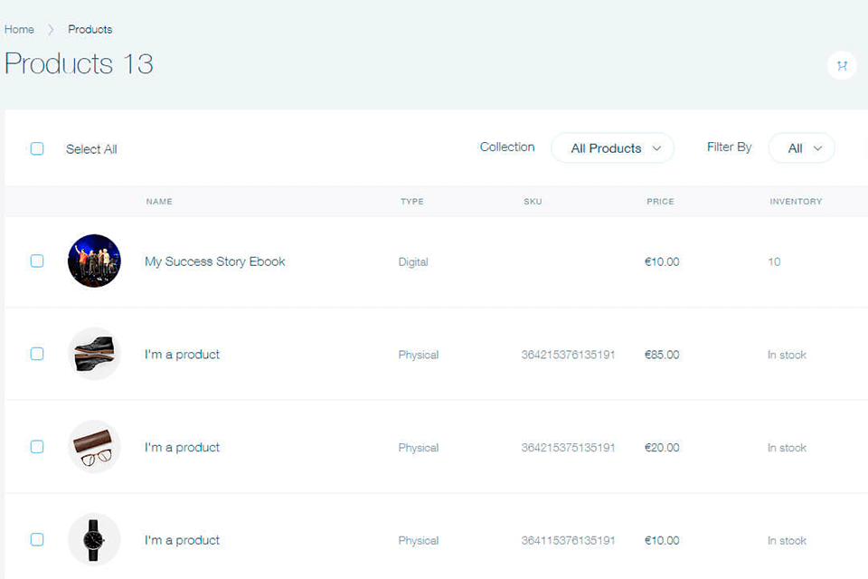 wix ecommerce platforms interface