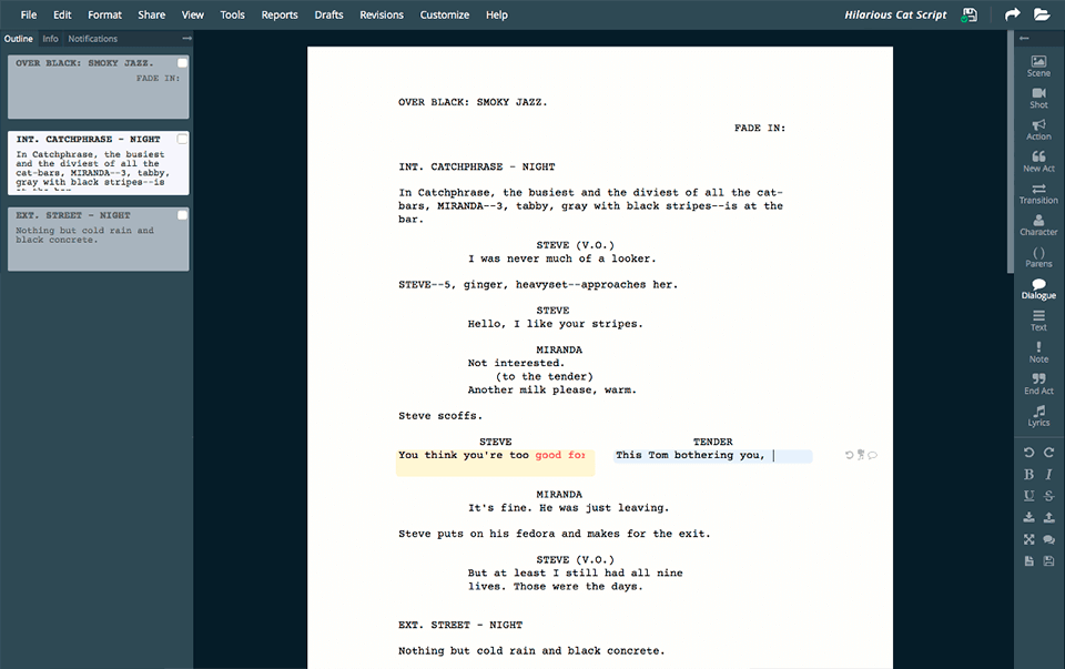 writerduet interface adobe story alternative