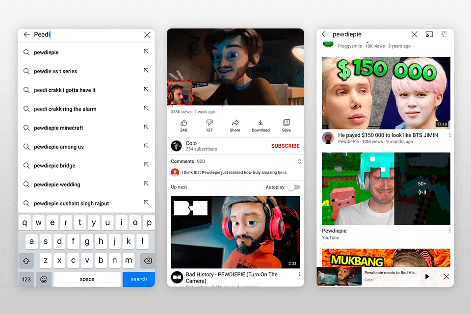 youtube app for iphone interface