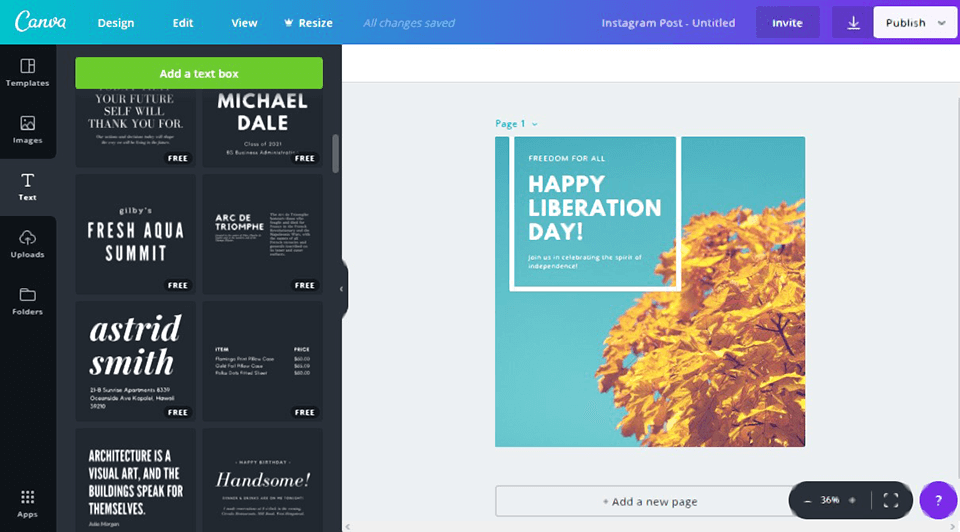 canva interface