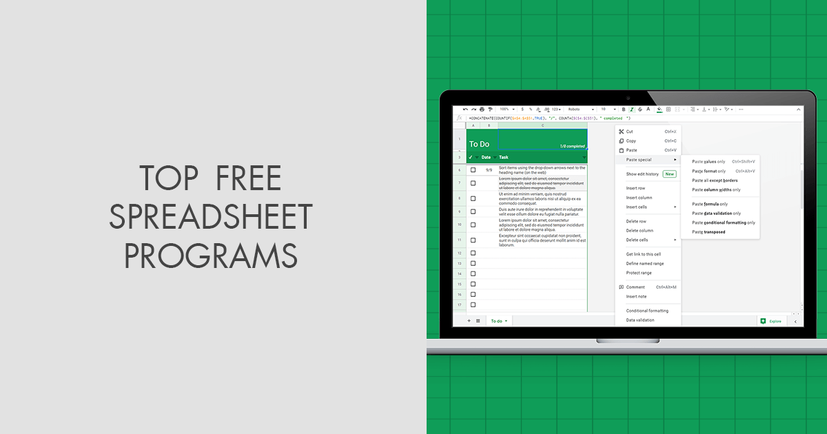 free spreadsheet programs for windows 10