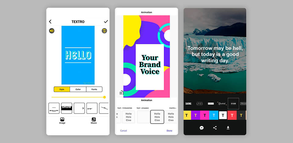 video editor app with text animation