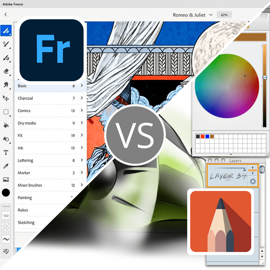 Illustrator for iPad vs Adobe Fresco vs Procreate