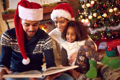 before and after retouch Christmas family photo