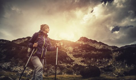 before and after retouching girl tourist on sunset background