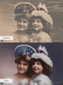 digital photo restoration services portrait of sisters