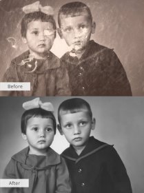 digital photo restoration services portrait of brother and sister
