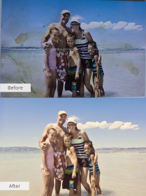 digital photo restoration services family at sea