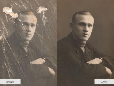 restore old pictures online free portrait of a man on a dark background