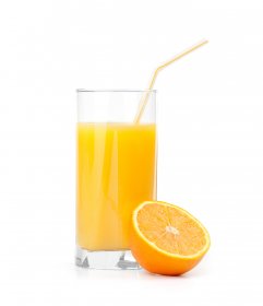 clipping path service orange juice on white background