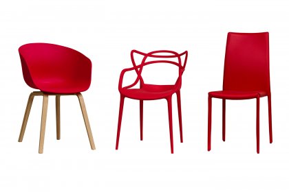 clipping path service red chairs on white background