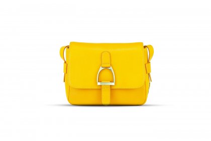 product photo retouching services yellow small bag on white background