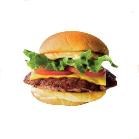 product photo retouching services burger on white background